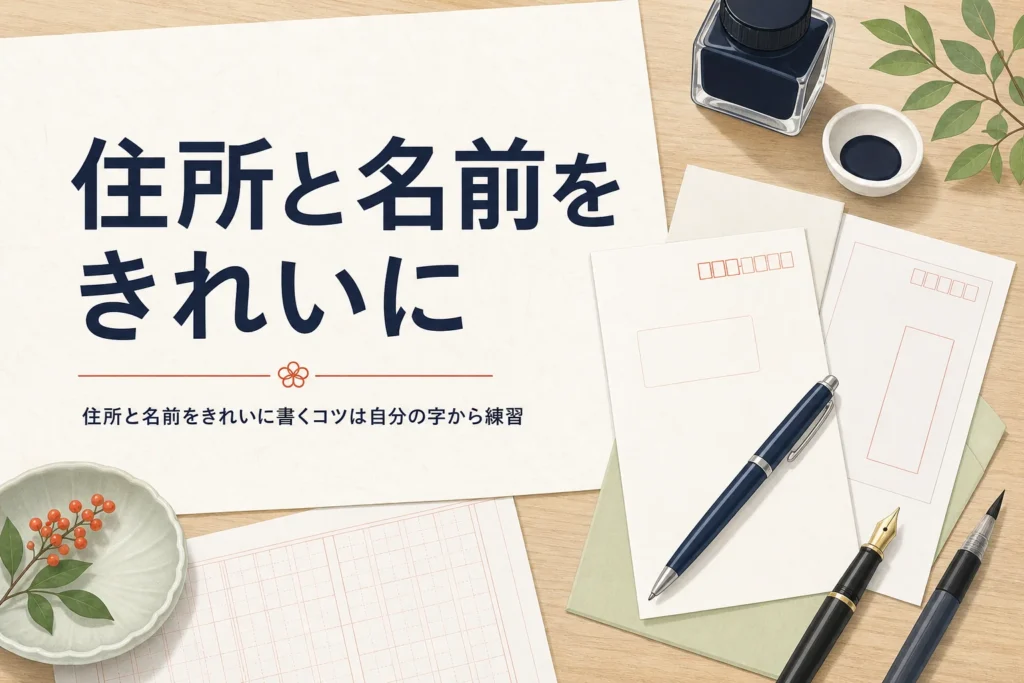 住所と名前をきれいに書くコツを解説する記事のアイキャッチ