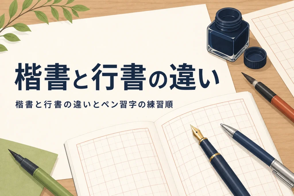 楷書と行書の違いとペン習字の練習順を解説する記事のアイキャッチ