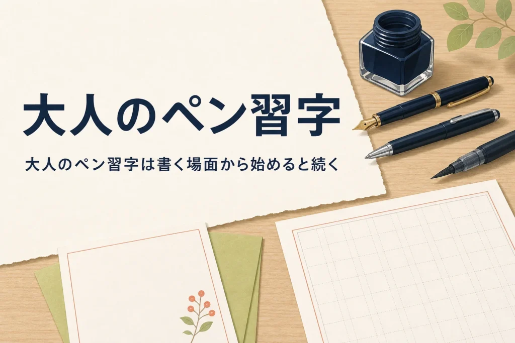 大人のペン習字の始め方と練習の組み立て方を解説する記事のアイキャッチ