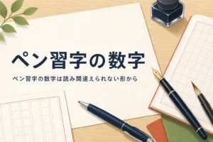 ペン習字の数字の書き方を解説する記事のアイキャッチ